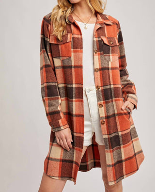 Bluivy - Women's Flannel Plaid Longline Shacket
