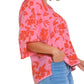 Umgee - Floral Boat Neck High Low Split Hem Top
