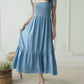 Blu Pepper - Smocked Tie Strap Maxi Dress