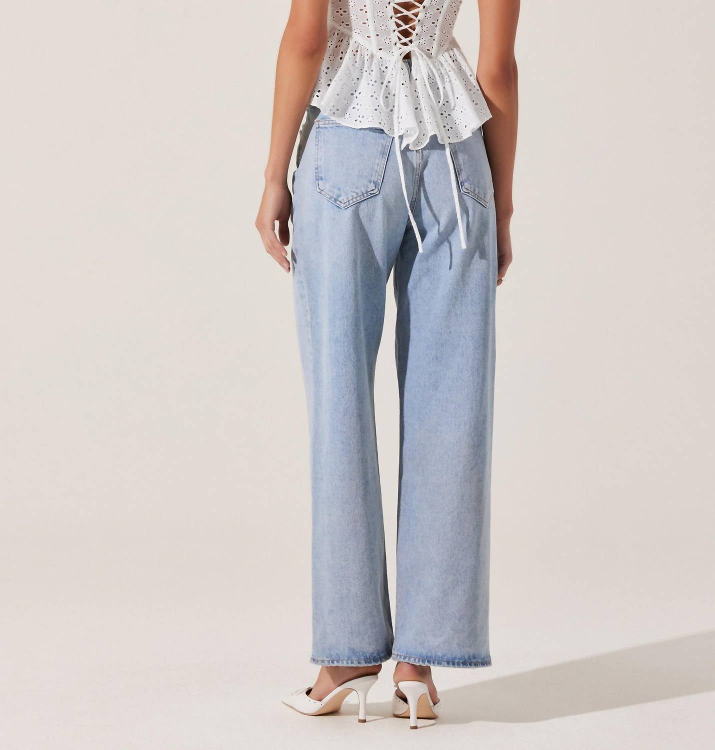 Astr - Baylin Eyelet Peplum Corset Top