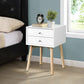 Bedside Table With 2 Drawers Mid-Century Modern Storage Cabinet For Bedroom