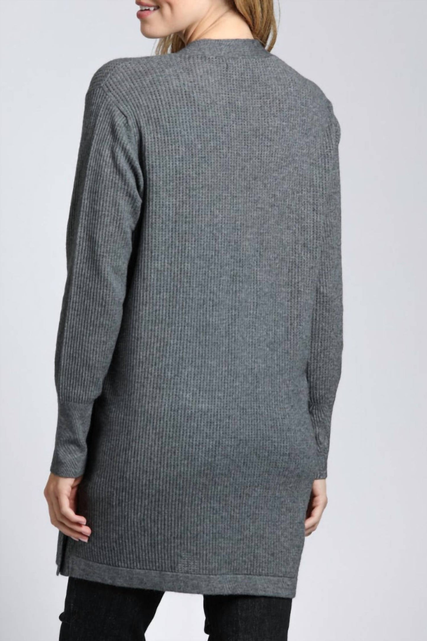 Apny - Open Weave Side Button Cardigan