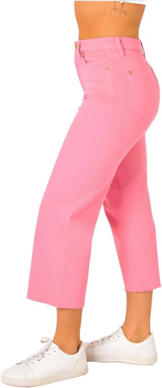 Judy Blue - Calça jeans curta com controle de barriga de cintura alta e perna larga