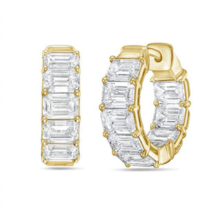 Diana M Jewels - Brincos Huggie Hoops com diamantes cultivados em laboratório e lapidação esmeralda para mulheres