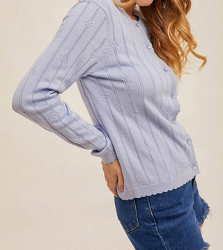Hem & Thread - Floral Detail Scallop Edge Cardigan