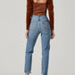Astr - Velvet Long-sleeve Corset Top With Smocked Back