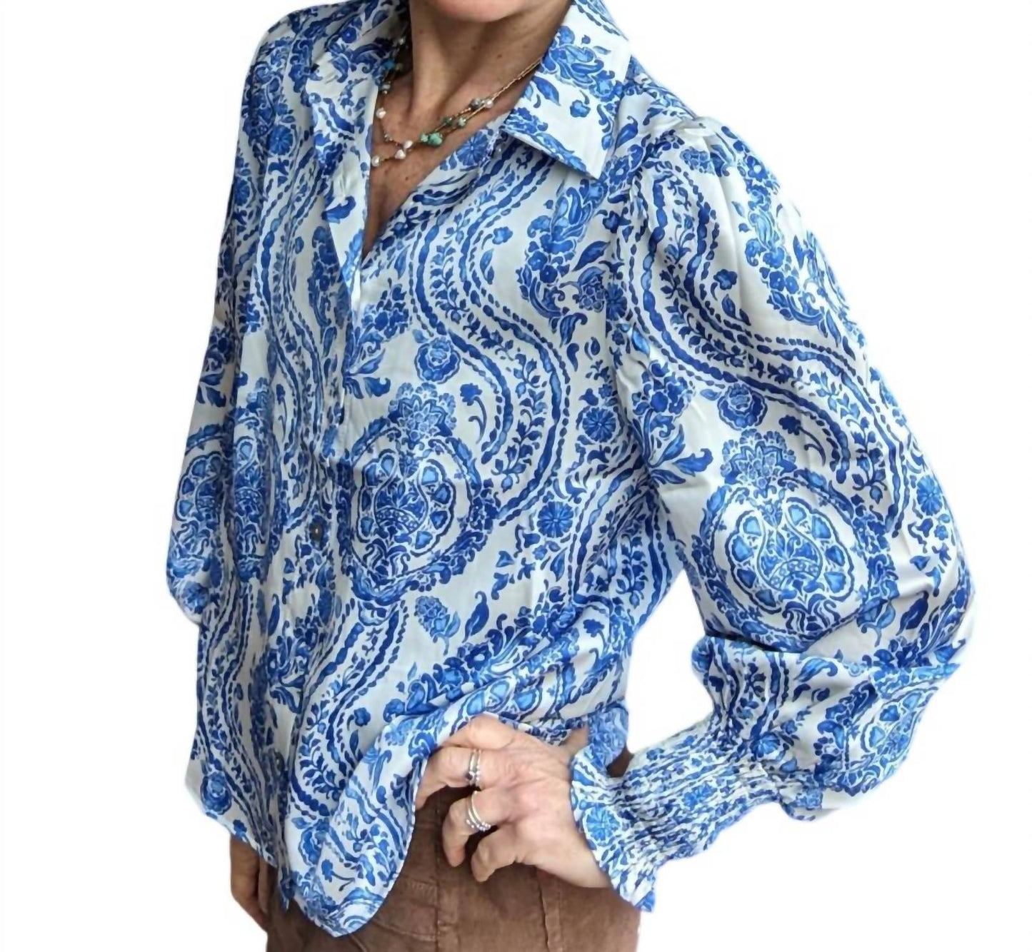 Entro - Paisley Button Down Blouse