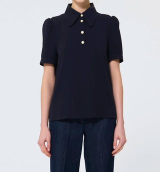 Tara Jarmon - Short-sleeved Polo With Jewel Buttons