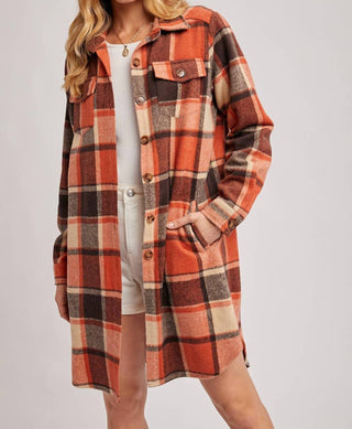 Bluivy - Women's Flannel Plaid Longline Shacket