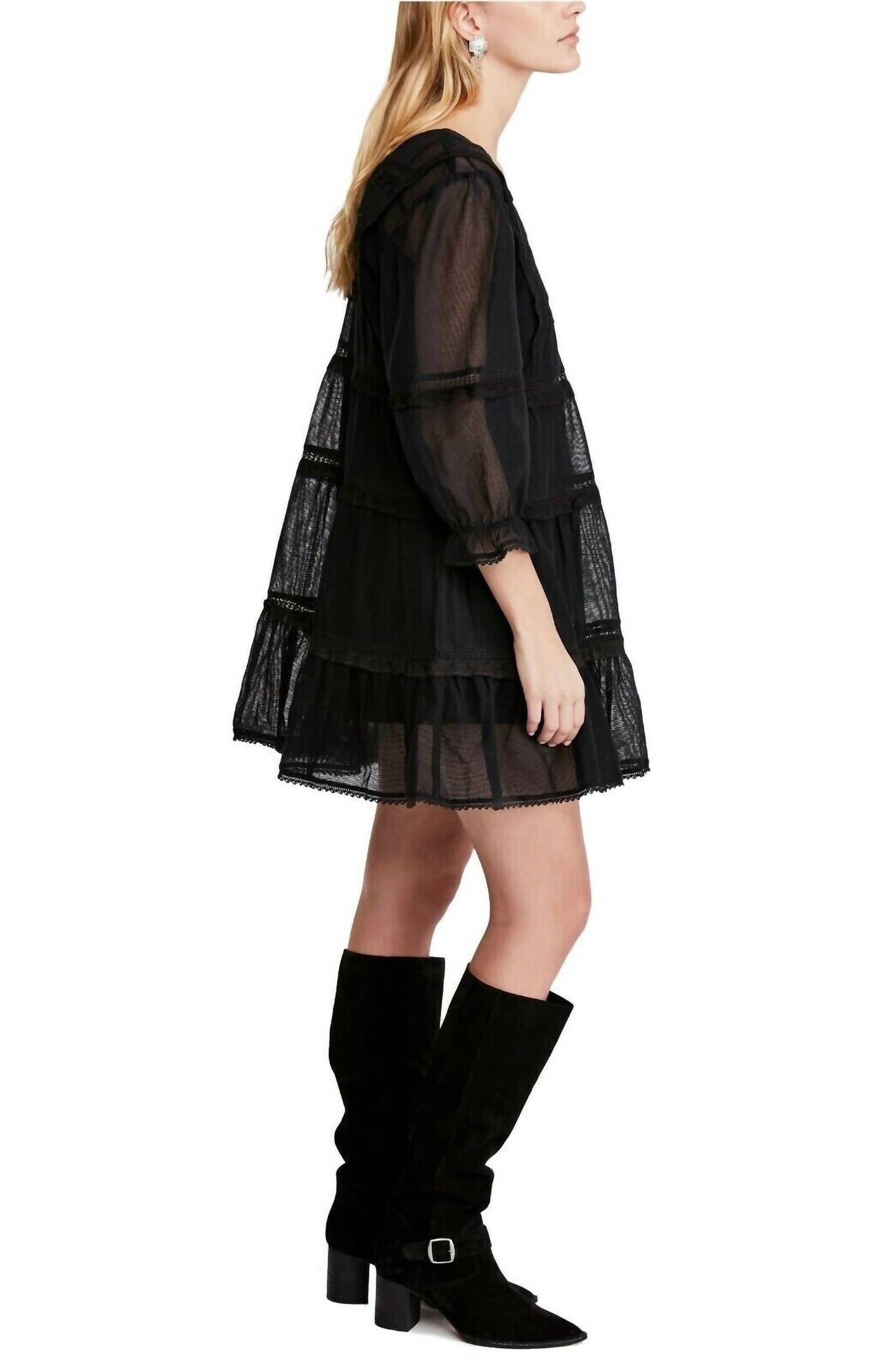 Free People - Berlin Trapeze Embroidered Semi Sheer Lace Slip Mini Dress