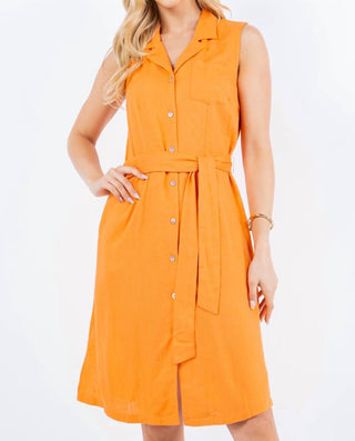 Paparazzi - Vestido-camisa sem mangas em mistura de linho