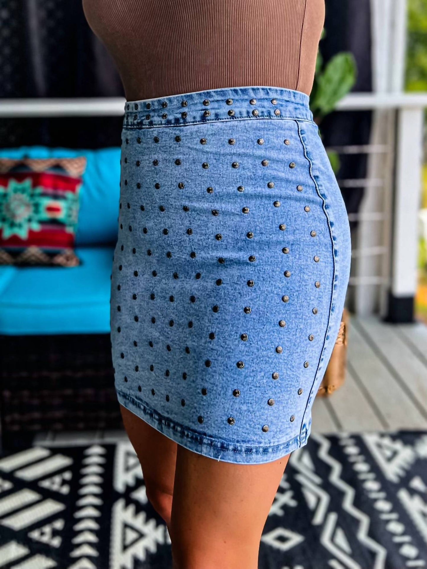 2Flyco - Concho Studded Dreamz Denim Skirt
