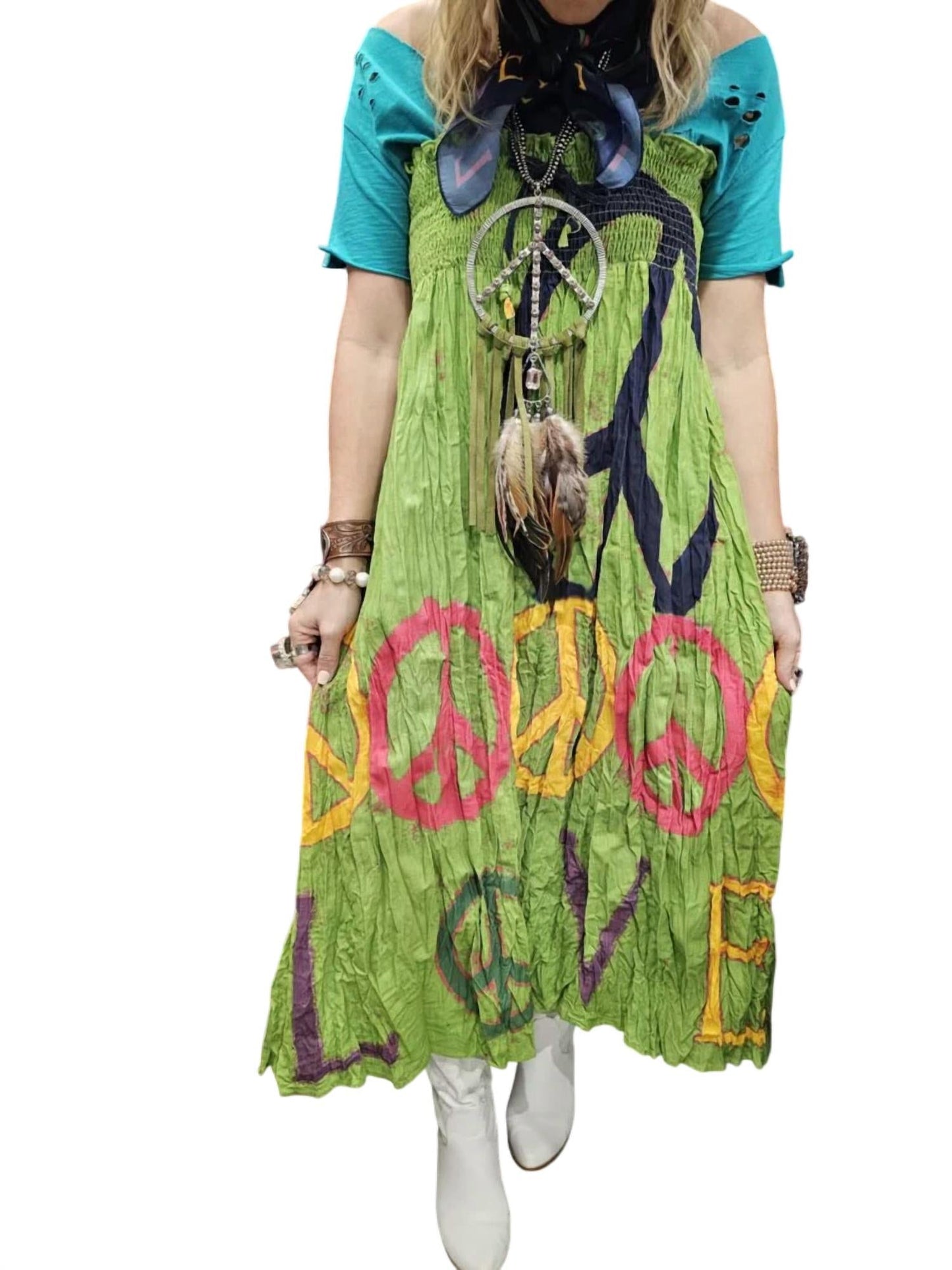 A Rare Bird - Peach Sign Skirt Dress