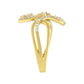 10K Yellow Gold 1/2 Cttw Round-Cut Diamond Layered Crossover Triple Leaf Bypass Ring (I-J Color, I1-I2 Clarity) - Size 7