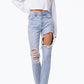 Jelly Jeans - HIGH-RISE DISTRESSED TAPERED JEANS
