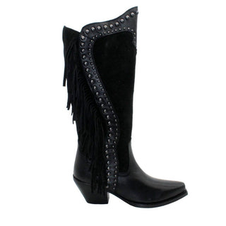 Volatile - Botas femininas de couro Palomino com tachas e franjas