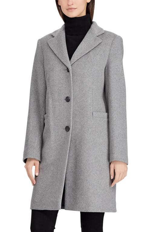 Lauren Ralph Lauren Wool Blend Reefer Coat in Df Grey, Size 8