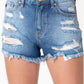 Kancan - Pastel Thread Distressed Denim Shorts