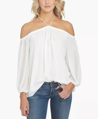 1.State - Blusa ombro a ombro com decote halter e ombros descobertos