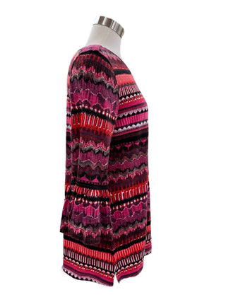 Multiples - Flounce Sleeve Chevron Print Top