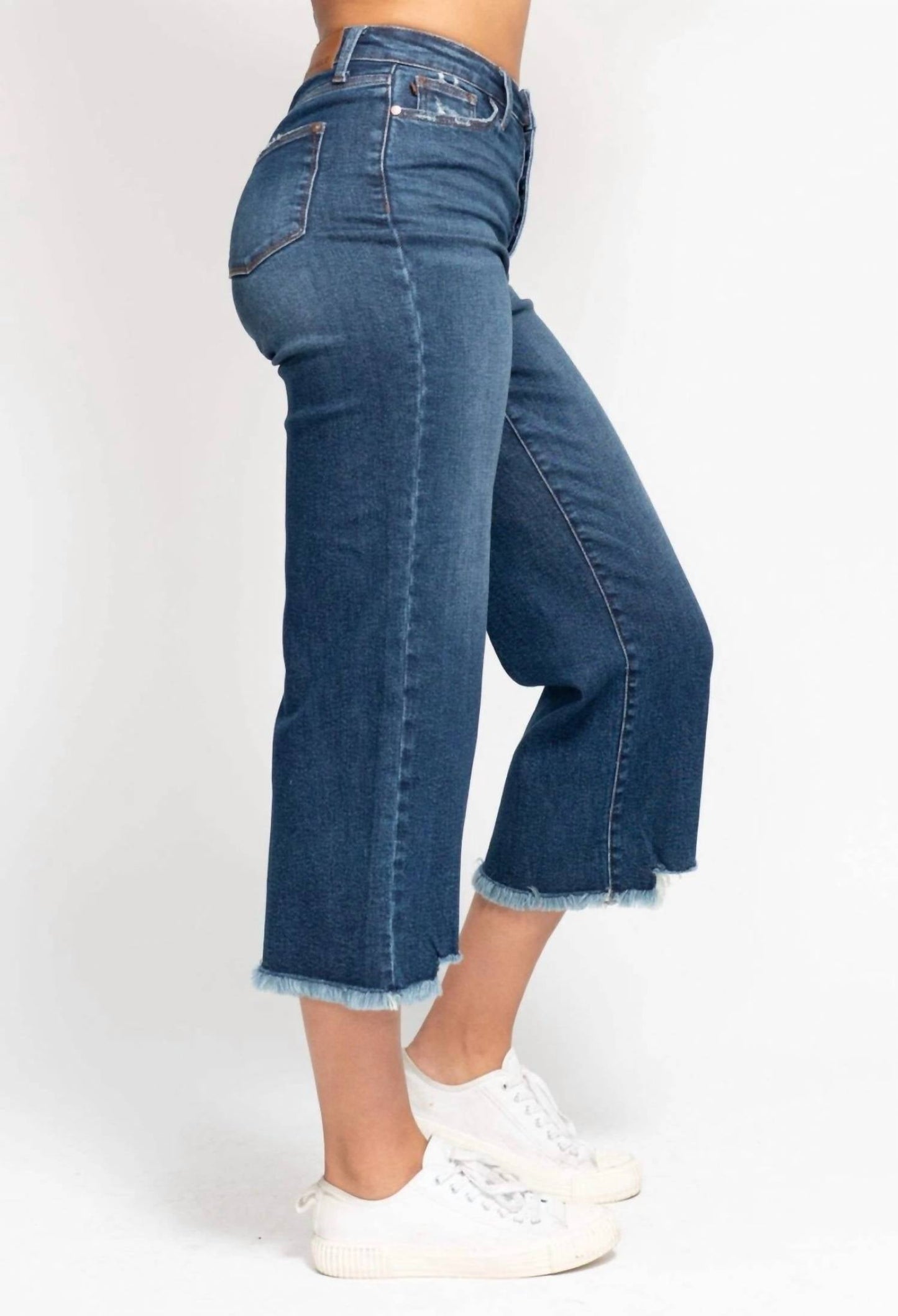Judy Blue - High Rise Button Fly Crop Wide Leg Jeans