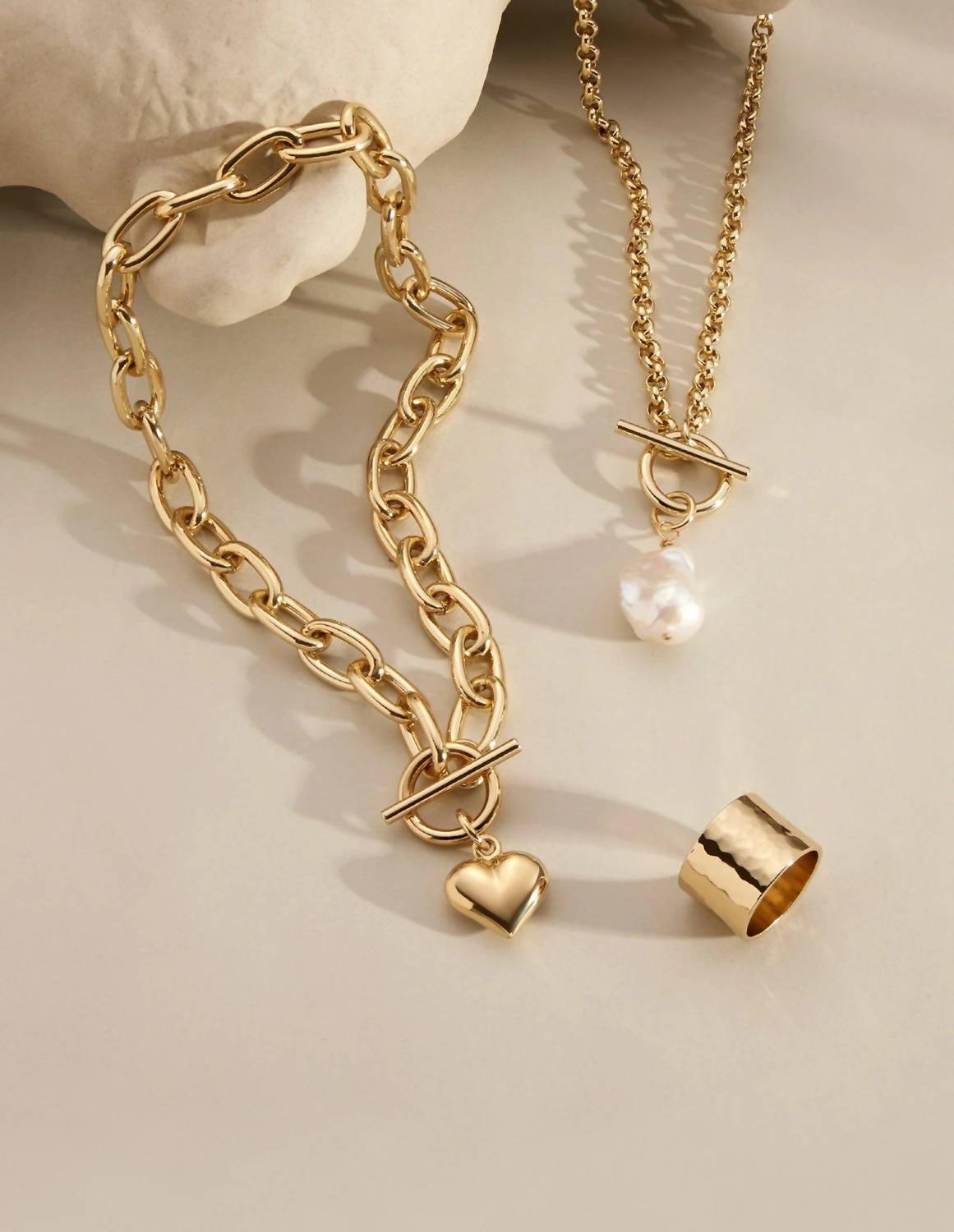 Eklexic - Women's Micro Royal Toggle & Xl Baroque Pearl Pendant Necklace