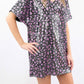 Adrienne - Animal Print Metallic Shift Mini Dress