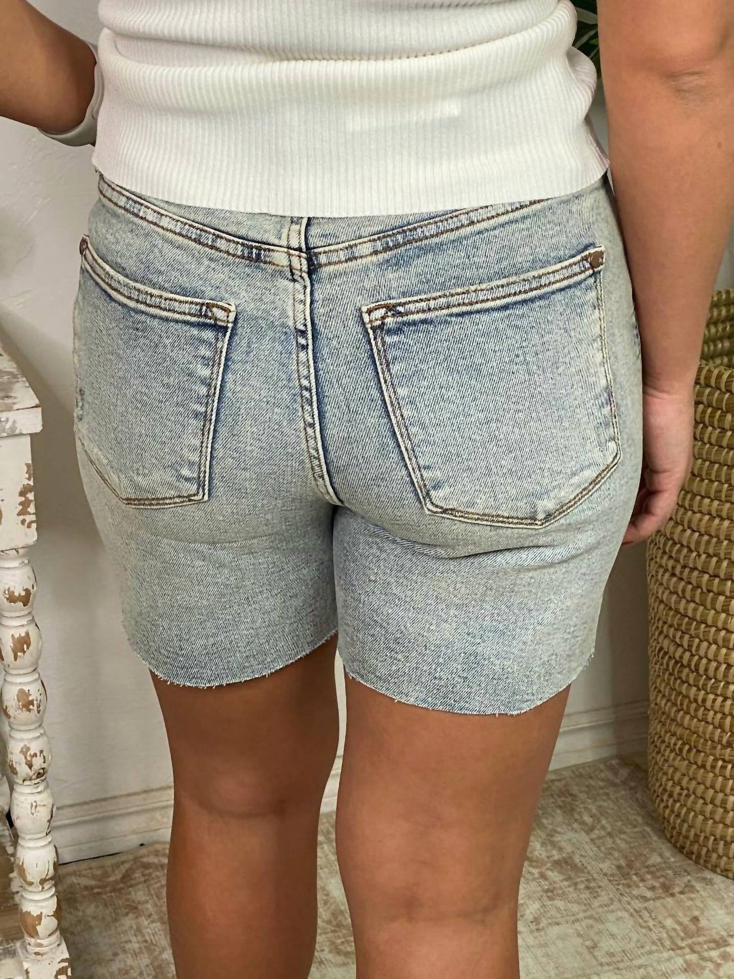 Judy Blue - High Waisted Mineral Wash Destroy Boyfriend Shorts