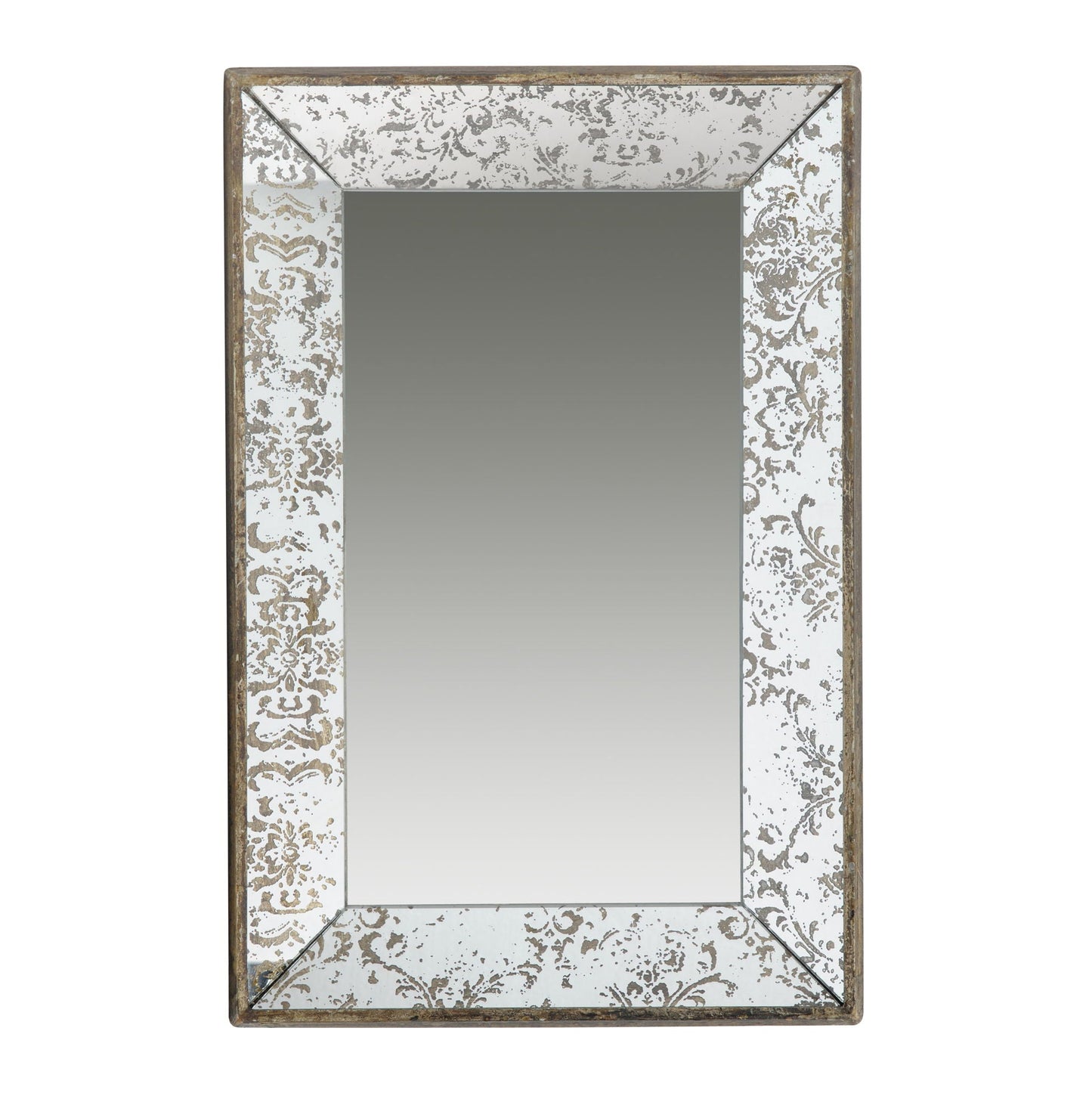 Antique Rectangle Mirror with Floral Accents