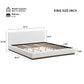 Elegant Boucle Upholstered Bed With Wood Grain Textured Solid Wood Base Frame