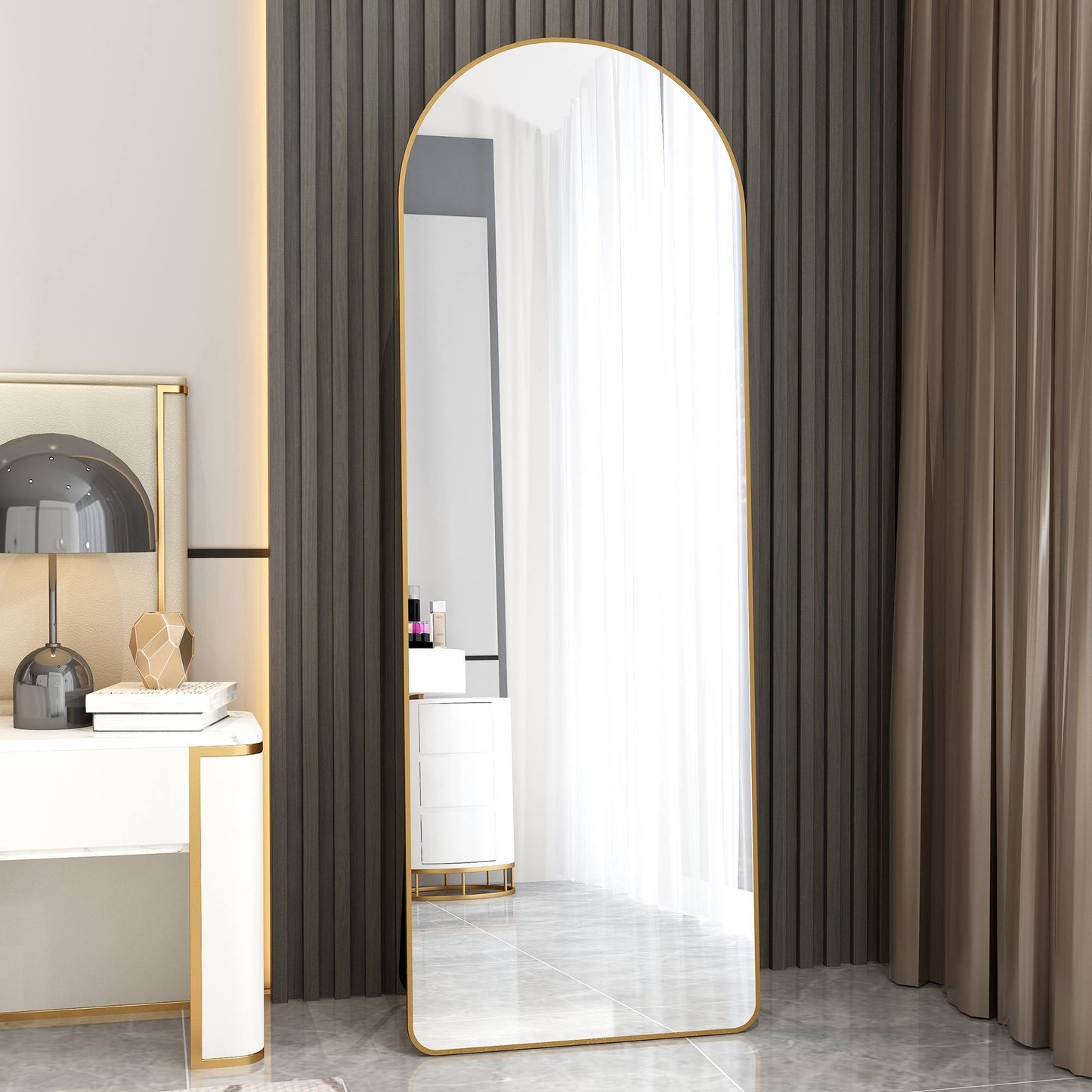 The 4th Generation Floor Mounted Full Length Mirror with Gold Frame