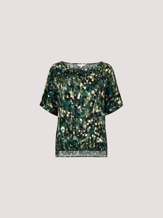 Apricot - Abstract Brushstroke Woven Top