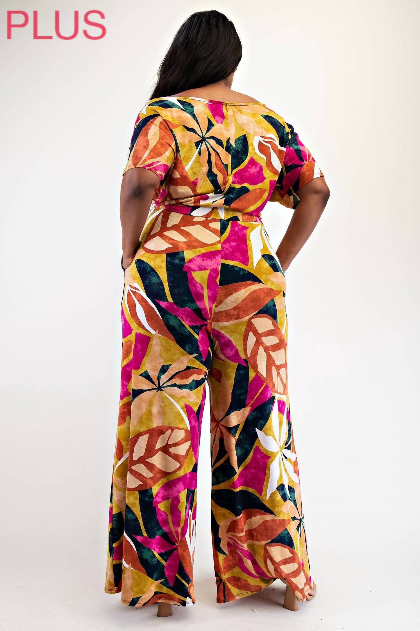 The Curve La - Plus Size Off The Shoulder Wide Leg Jumpsuit
