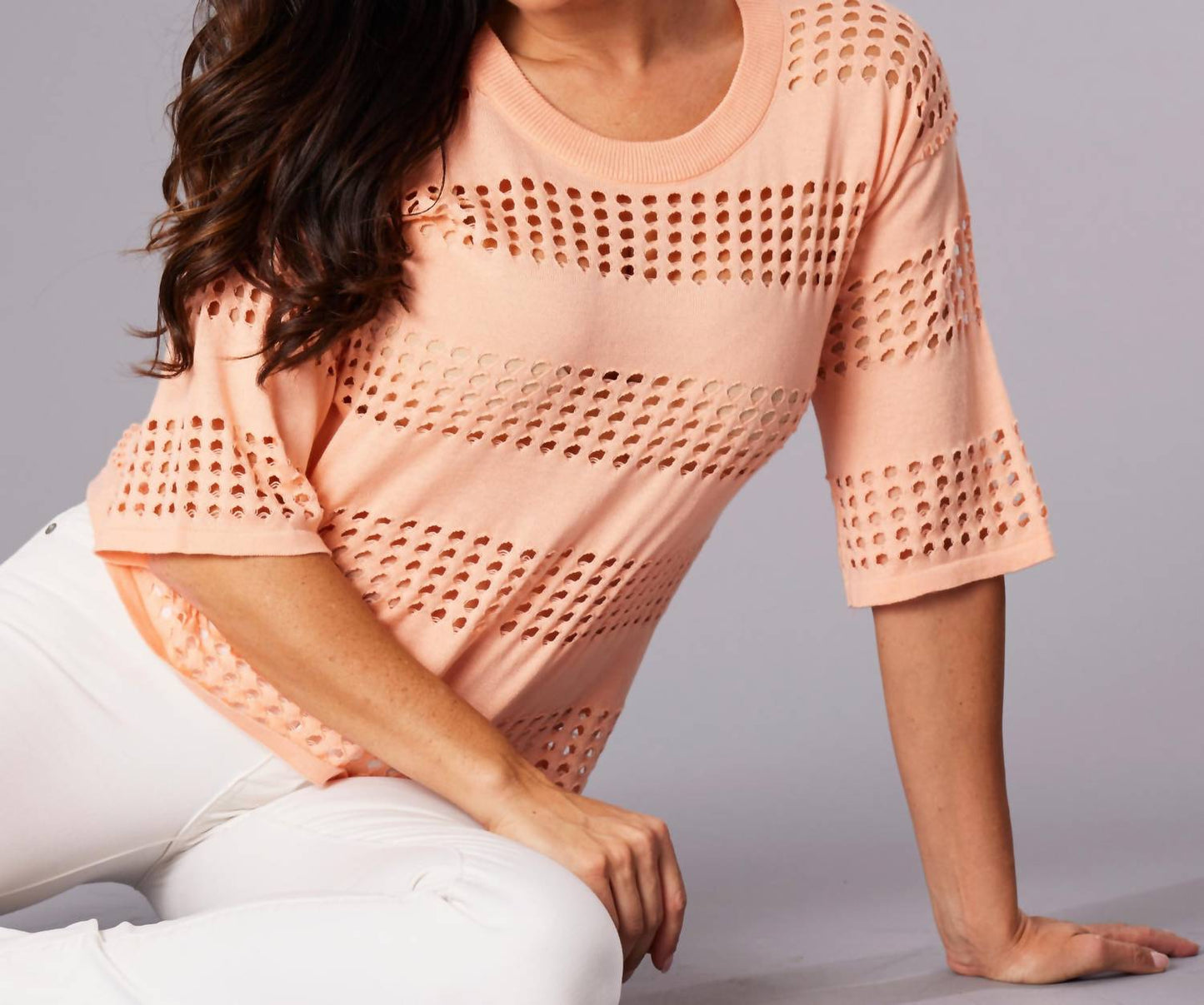 Angel Apparel - Crochet 3/4 Sleeve Top