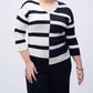 Joseph Ribkoff - Striped Sweater Knit V-neck Pullover