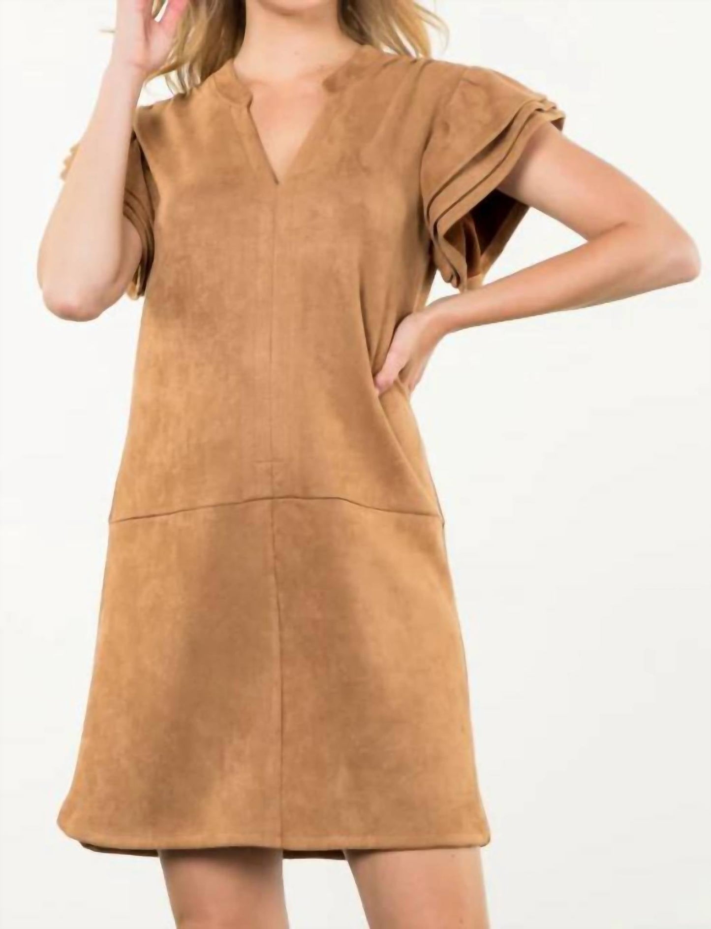 Thml - Flutter Sleeve Suede Midi Dress