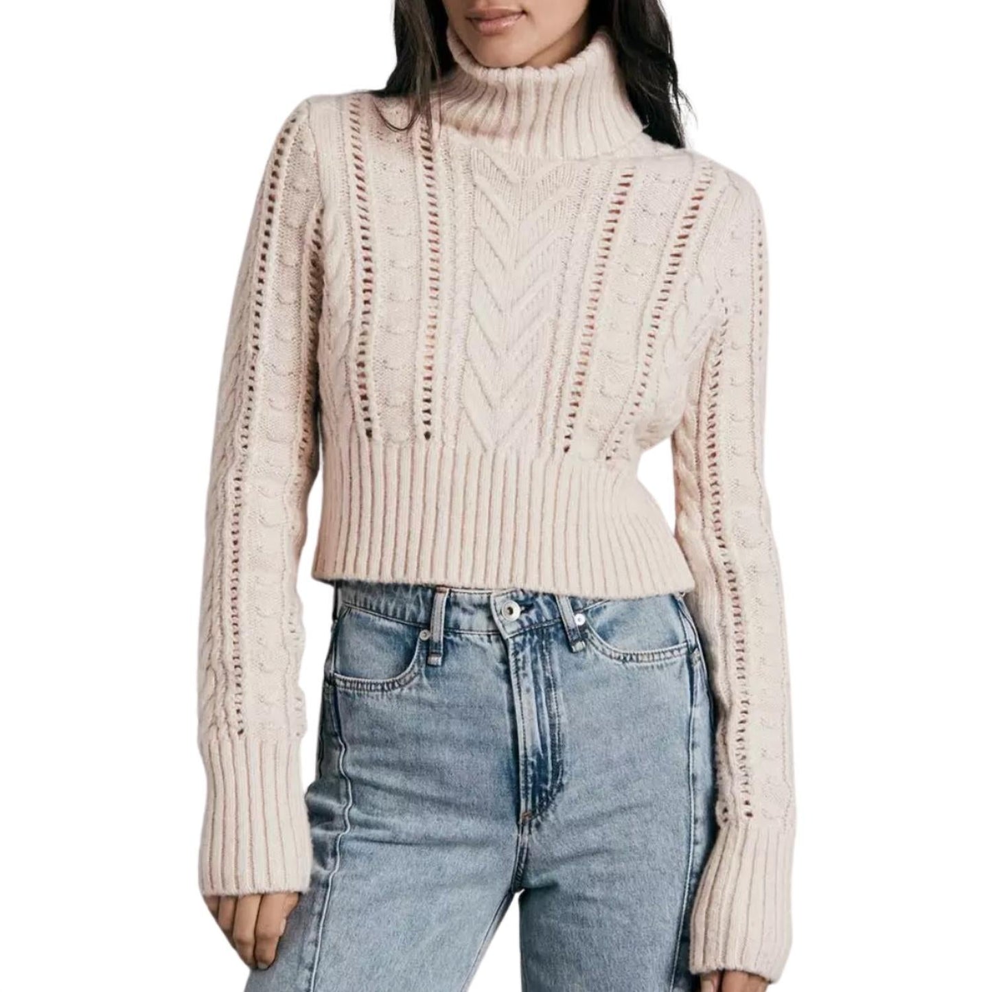 Rag & Bone - ELIZABETH WOOL CABLE TURTLENECK SWEATER
