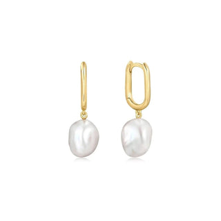 Eklexic - Brincos Huggie Hoops Femininos com Pérolas