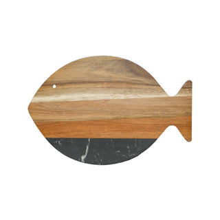 Creative Gifts International - Marble and Acacia Wood Fish Board