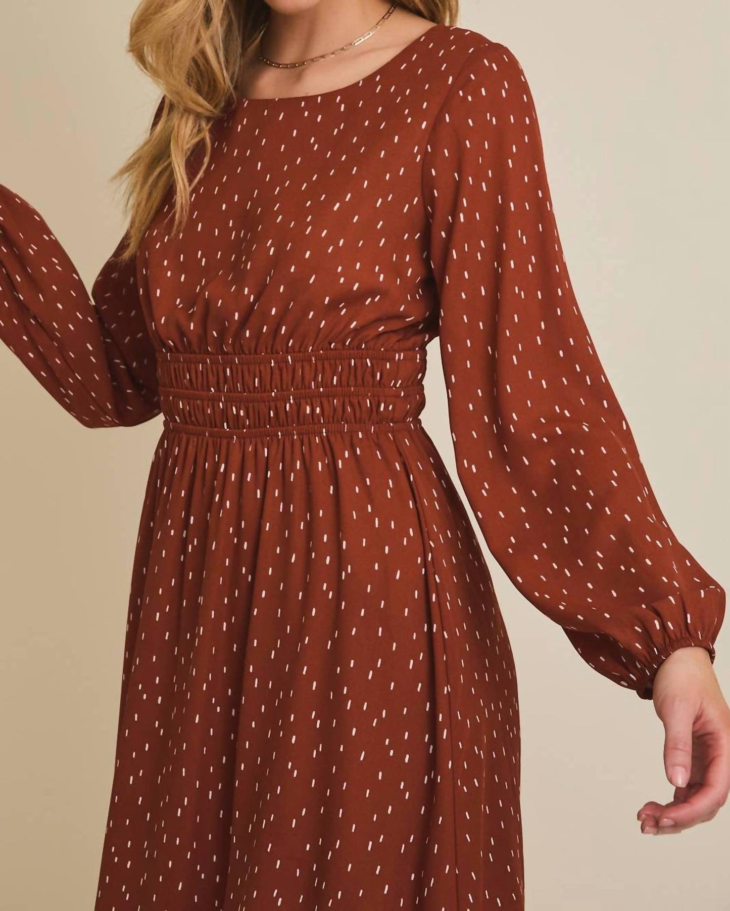 Gilli - Sammy Round Neck Long Sleeve Mini Dress