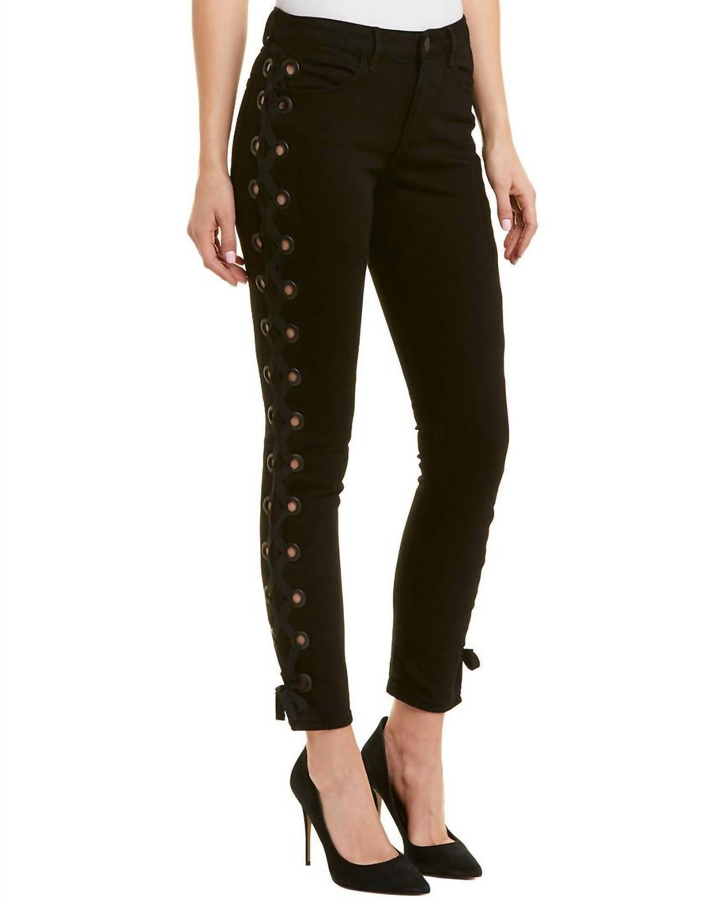 3X1 - Women's Lacy W25 Midway Skinny Lace Up Jeans Cropped
