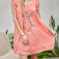Davi & Dani - Embroidered Square Neck Mini Dress