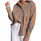 Entro - Espresso Striped Button Up Top