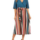 Chris & Carol - V-neck Striped Midi Dress - Plus