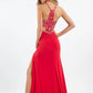 Rachel Allan - Beaded Halterneck Evening Gown With High Slit
