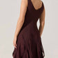 Astr - Philomene V-neck Ruffle Trim Dress
