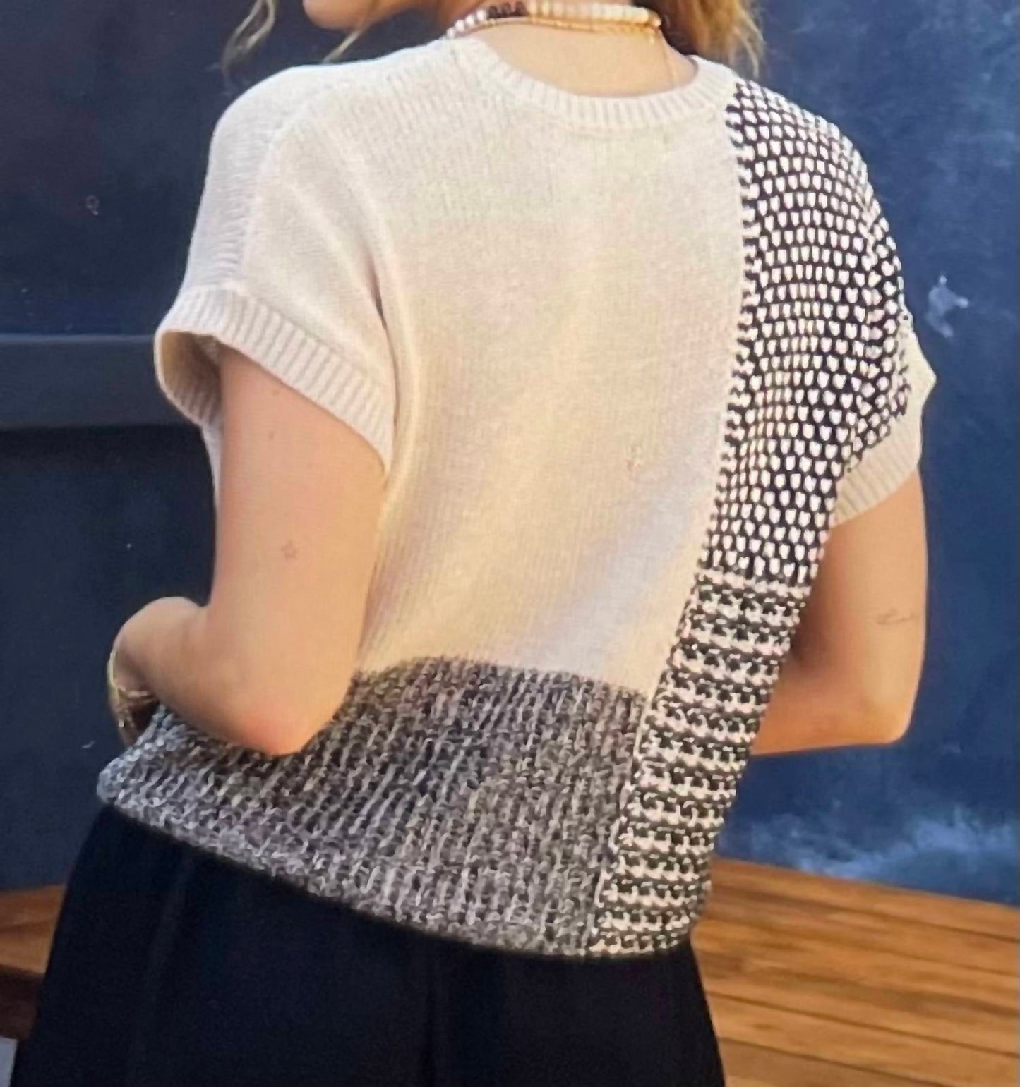 Blu Pepper - colorblock short sleeve sweater
