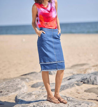 Lysse - Evelina Fringed Denim Pencil Skirt