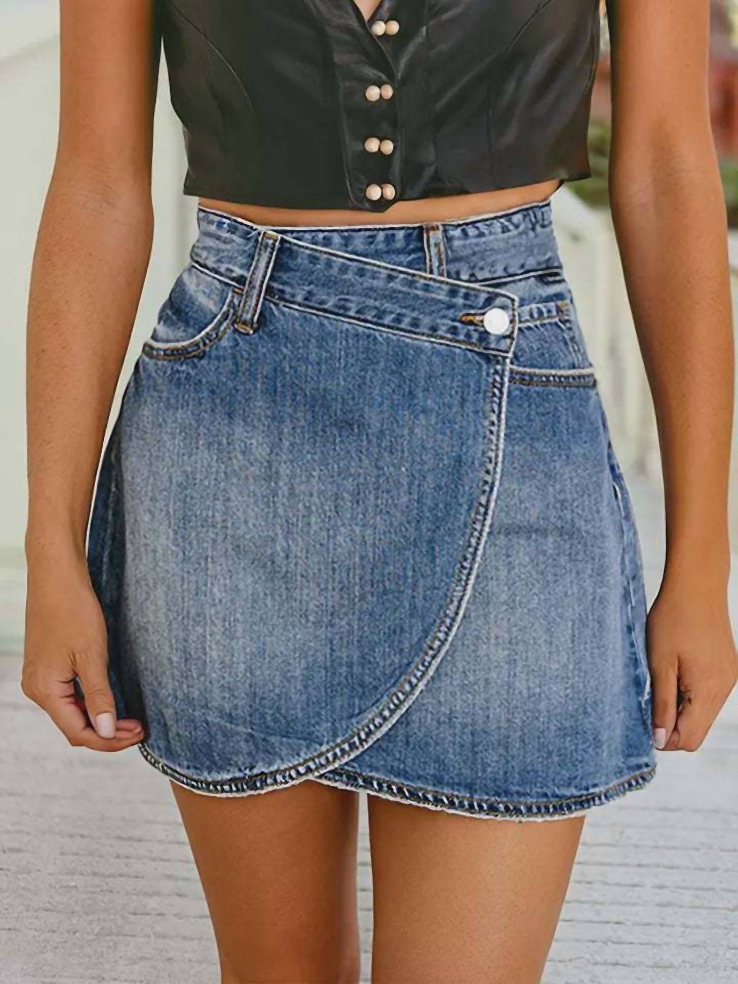 1 The Woman - Ashleigh Denim Wrap Skirt