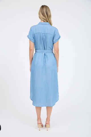 Blu Pepper - Vestido midi com cinto e botões